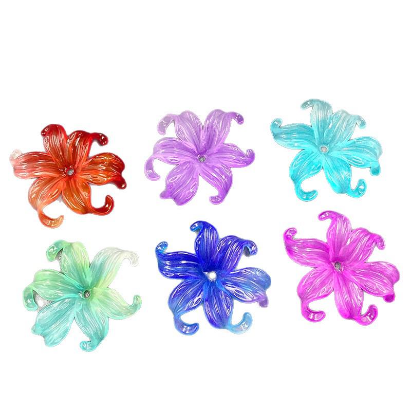 Jelly Gradient Iris Petals Hairpin with Six-Petal Ocean Flower Half Pound (Approx. 110 Petals)