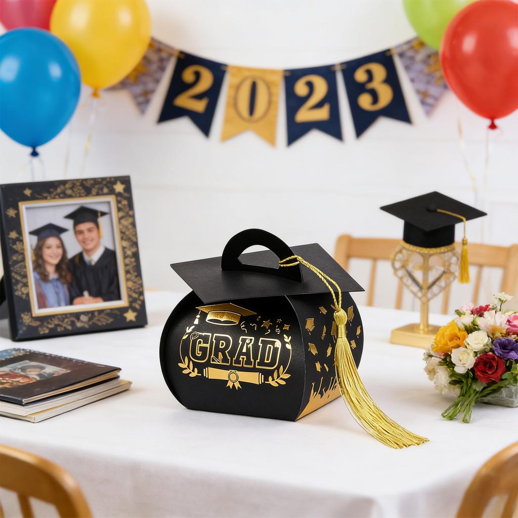 Congrats Grad Cap Treat Box Candy Packaging Boxes Multi-Purpose Creative Table Centerpieces Box Class of 2026 Grad Decorations