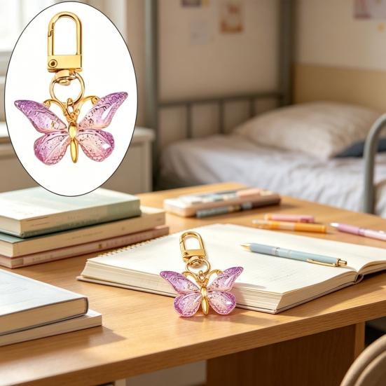 12 Pcs Butterfly Keychain with Thank You Cards And Bags Decorative Resin Charm Butterfly Gifts for Women Bridal Shower Baby Shower Birthday Party