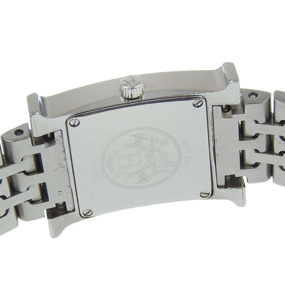 Hermes Heure H Watch Watches HH1.230 Diamond Bezel whiteDial diamond/Stainless Steel Quartz Analog Display Women Used