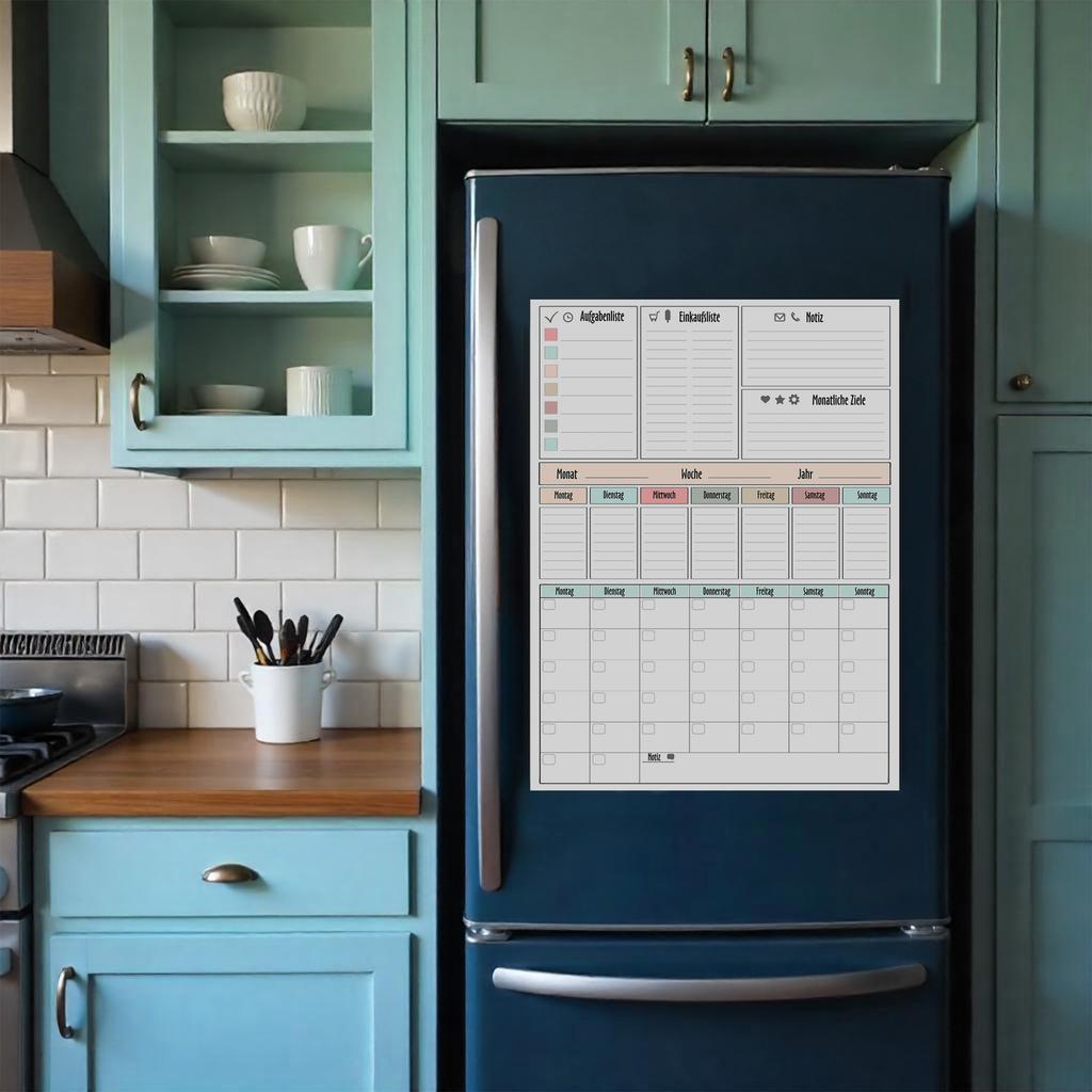 Magnetischer Planer Für Den Kühlschrank - Kalender & Aufgaben-Tafel + Stift Und Einkaufslisten-Notizblock Mit Magnet