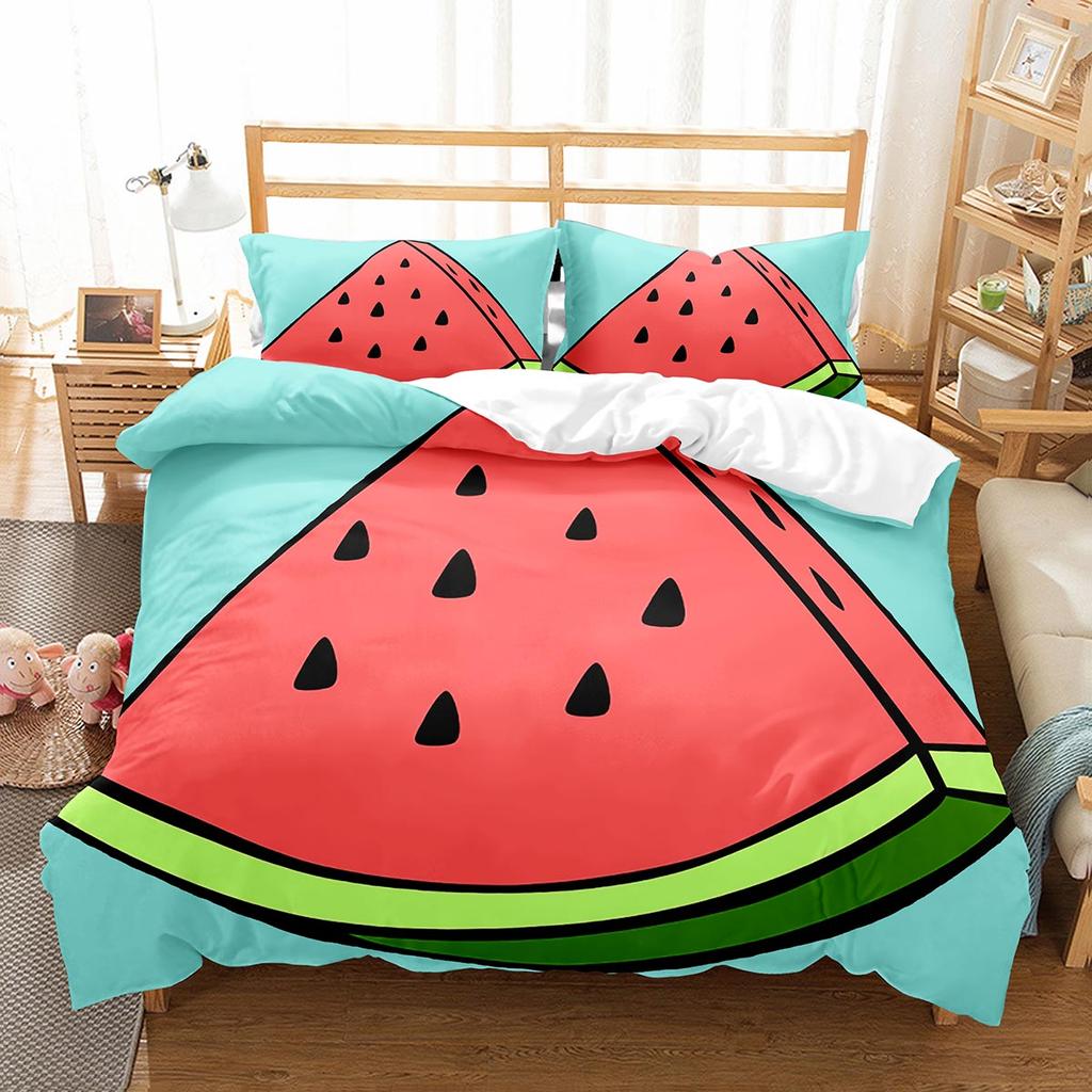 Cartoon Fruit King Queen Duvet Cover Cute Vegetables Pattern Bedding Set Colorful Food Quilt Cover Polyester Comforter Cover