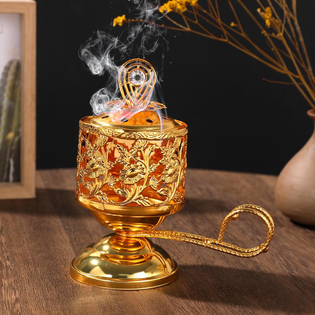 Charcoal-Fired Incense Burner with Incense Holder Festive Gathering Handheld Decorative Prop Artisanal Craft Prop