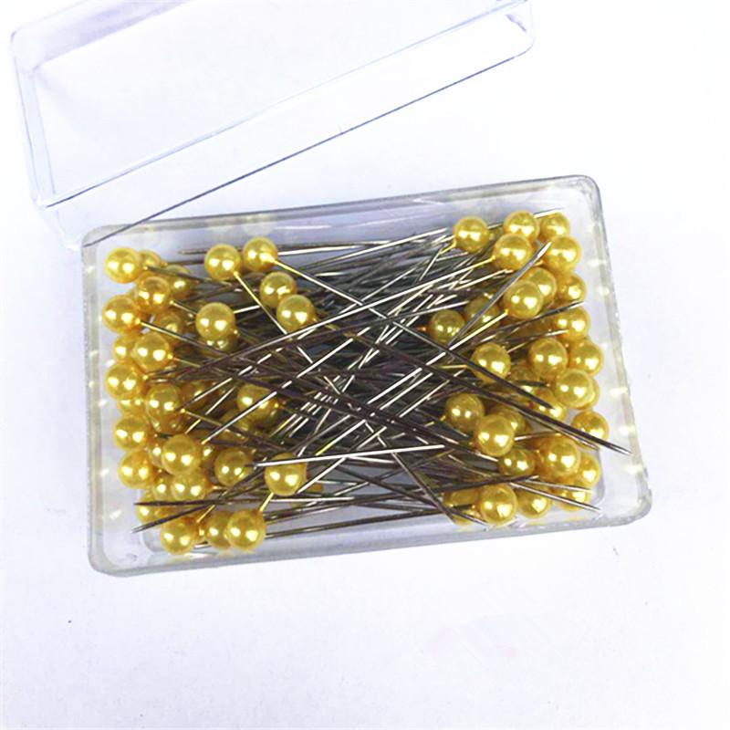 100Pcs Dressmaking Pins Colorful Round Pearl Head Needles Straight Sewing Pins For DIY Sewing Embroidery Patchwork Positioning