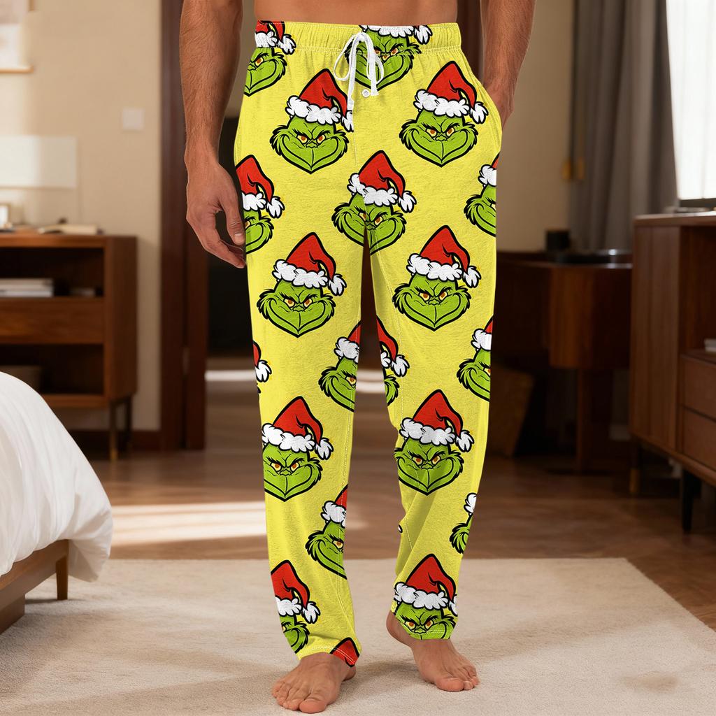 Men's Plain Knit Solid Pocket Casual Pants Home Pajama Pants