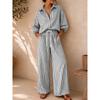 GMXIA Women's Fashion Casual Autumn Winter Long Sleeve POLO Neck Pants Suits