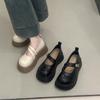 Mary Jane women's shoes summer 2025 new models with skirts big head single shoes muffin platform French black small leather shoes