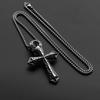 Street Trendy Men's Necklace Vintage Figure Cross Pendant Hiphop Rock Copper Color Stainless Steel Chain Fashion Women Jewelry