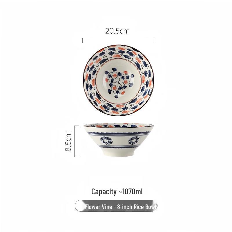 Japanese Underglaze Ceramic Ramen Bowls 8-inch, 2 Count