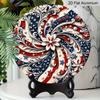 2D Flat 1pc Aluminum Independence Day-Themed Rotating Flower Wall Decor 7.87 inches x 7.87 inches Patriotic Decor Suitable for hanging on front