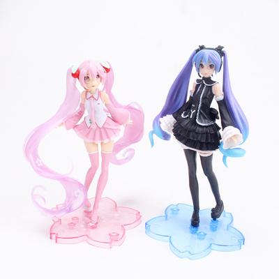 Mergaitės PVC charakterio modelio žaislas Mergaitei gimtadienio dovana namų puošmena 17cm Japonijos anime juodi drabužiai Fuksija Sakura Sakura Kilnojamas lėlės žaislas