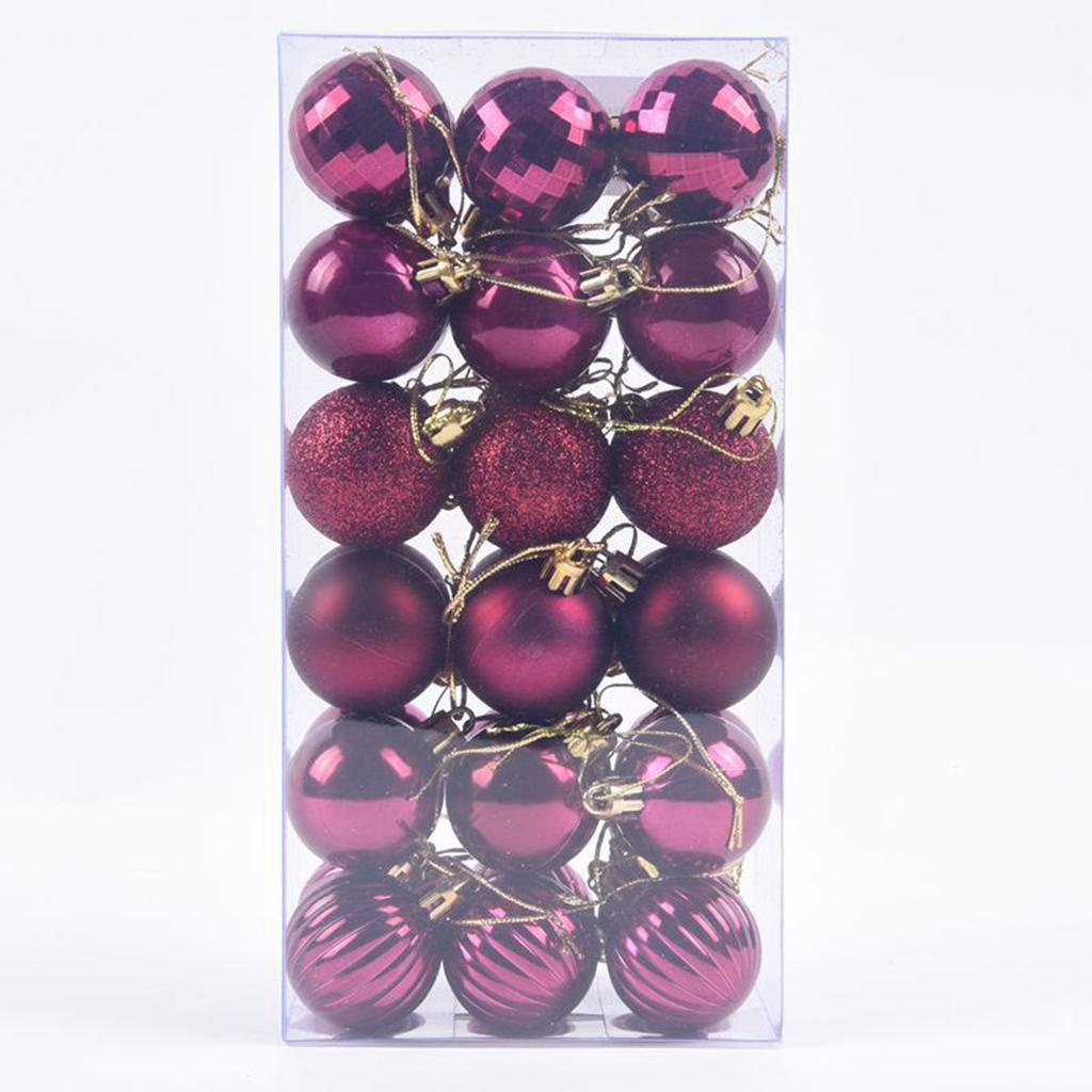 36pcs Xmas Hanging Christmas Tree Balls Ornaments Plastic Shatterproof Holiday Party Decoration Indoor Outdoor
