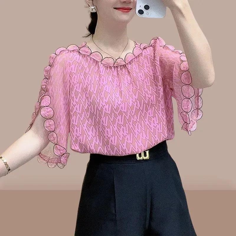 Internet Celebrity Hot New Style Summer Versatile Style Fashionable Color Design Western Style Shirt M