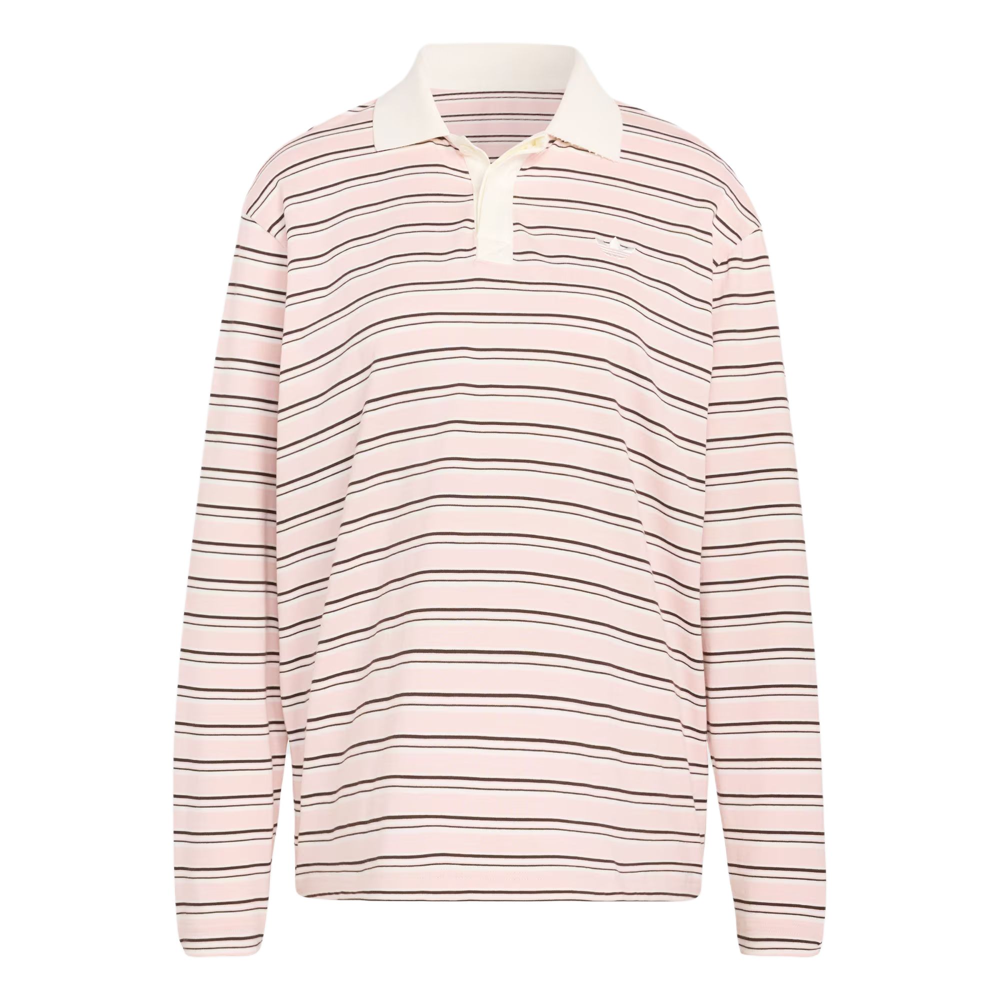 Adidas Originals Striped Oversized Long Sleeve Polo Shirt Women tops KU8351 S