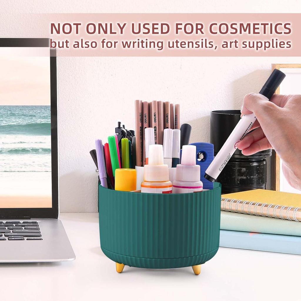 Makeup Brush Holder Organizer,360° Rotating Makeup Brush Organizer,5 Slot Make Up Brushes Cup for Cosmetics, Nail Polish