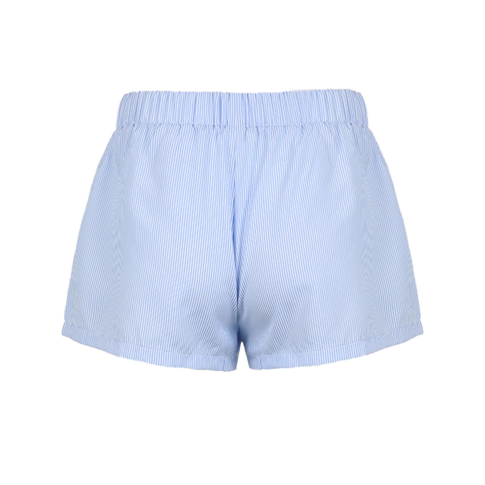 Летние модные повседневные свободные карманные полосатые однотонные шорты для женской — фото 7