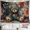 2D Flat - 2D Flat - 1pc 2D Flat Tapestry Vintage Patchwork Teddy Bear Wall Hanging, Graffiti Art Background Decor for Home Or Cafe