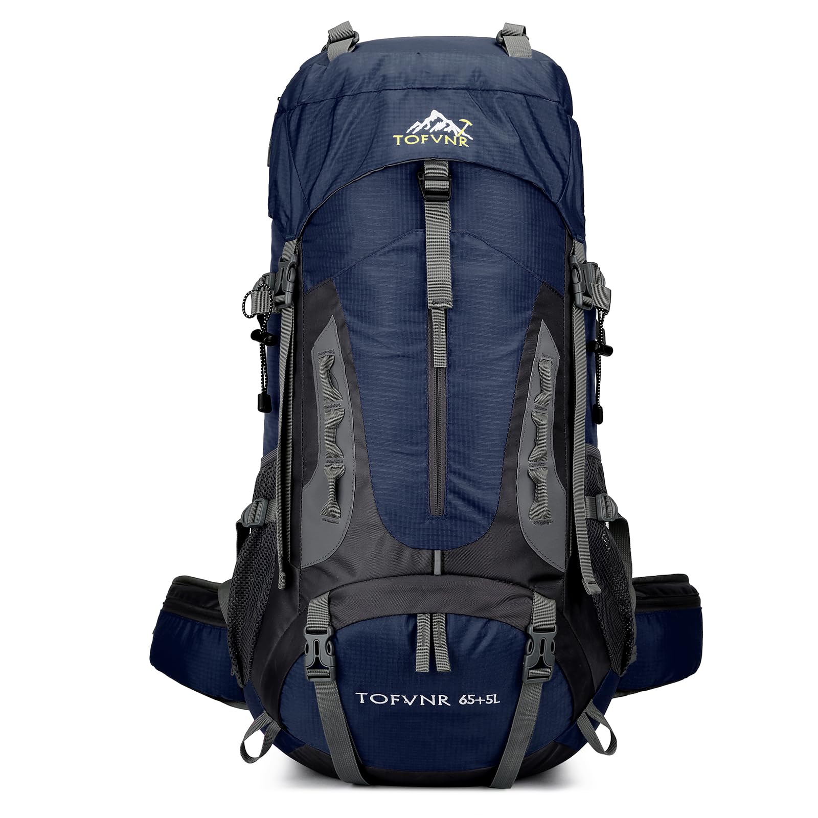 [Kayiyasu] 65L Backpack, Large Capacity, Hiking Backpack, Outdoor Bag, Travel, Emergency Backpack, Multifunctional, Lightweight, Emergency Bag (Navy)