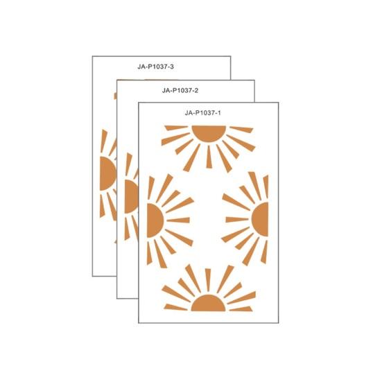 3Pcs Half Sun Wall Stickers, Self-Adhesive Removable Wall Decals, Waterproof And Scratch-Resistant Wall Decals for Bedroom Living Room Nursery Decor A