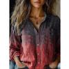 Women Vintage Floral Print V Neck Ruffle Collar Long Sleeve Button Down Blouse With Pockets