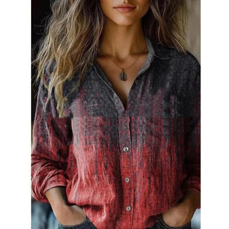 Women Vintage Floral Print V Neck Ruffle Collar Long Sleeve Button Down Blouse With Pockets