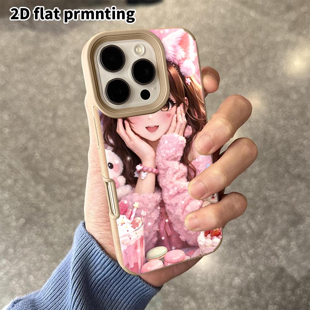 Phone Case: 2D Flat Lambskin Suitable for iPhone 18 17 16 15 14 13Pro, Anime Girl, Christmas and Halloween Gifts