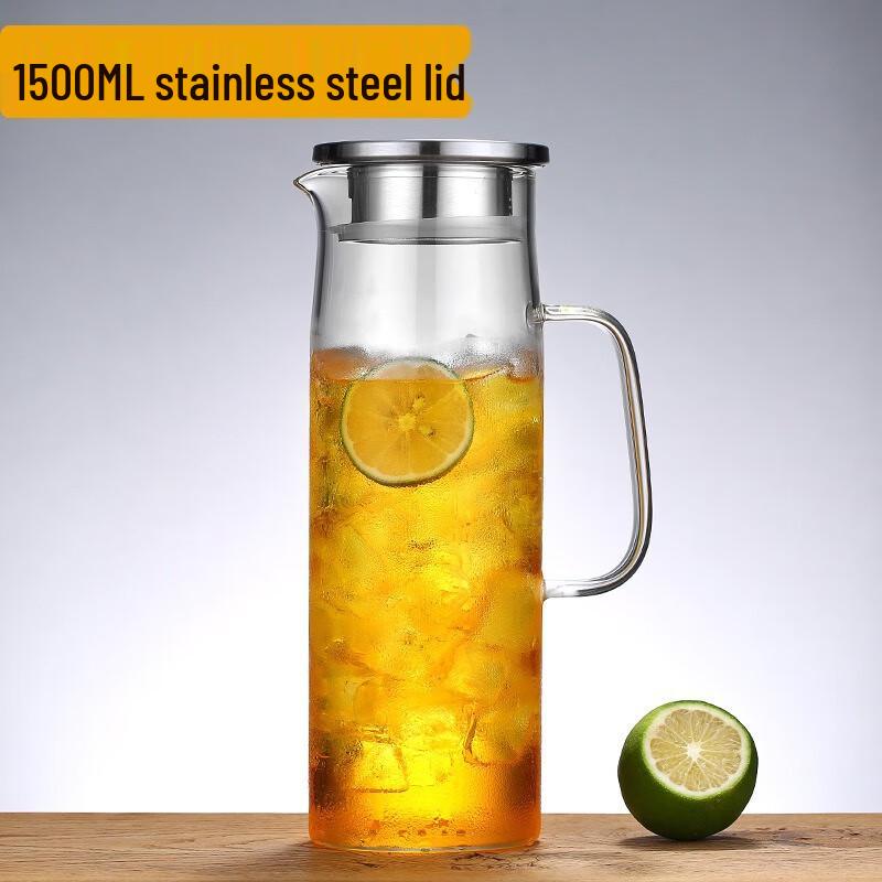 Shangqi 1.5L Glass Water Pitcher with Stainless Steel Lid