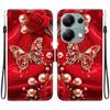 Handmade PU Leather Flip Case for Xiaomi Redmi Note 13 Pro 4G Anti-Slip Shockproof Cover with Wrist Strap & Heart/Rose Cat Designs