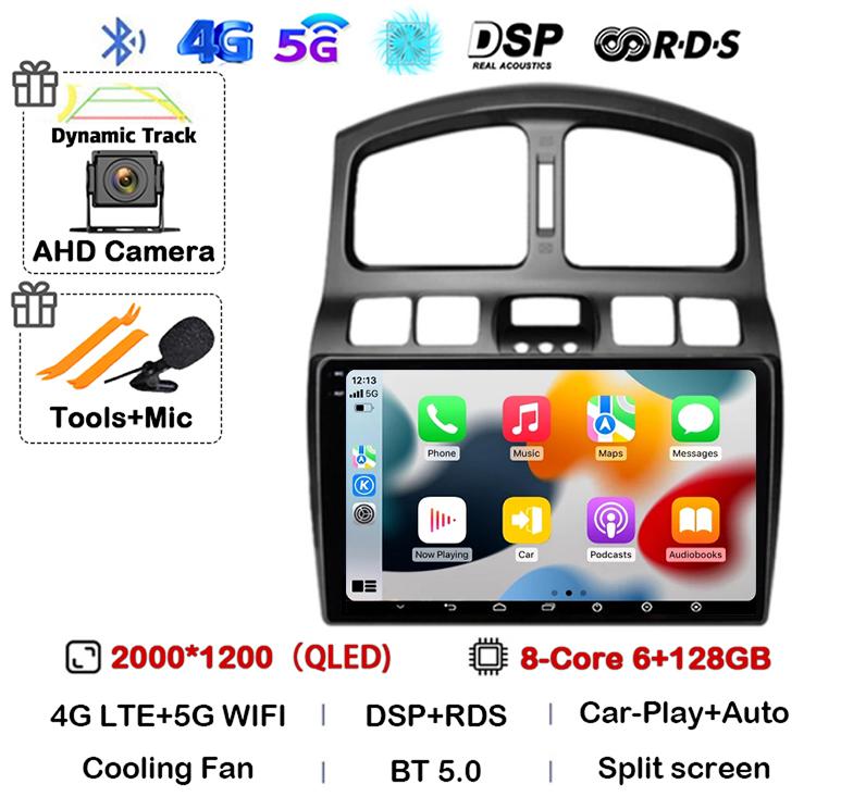 Android 14 Car Radio For Hyundai Santa Fe SM 2000-2012 For JAC S1 (Rein) 2007-2013 Multimedia Video Player Navigation Stereo DSP