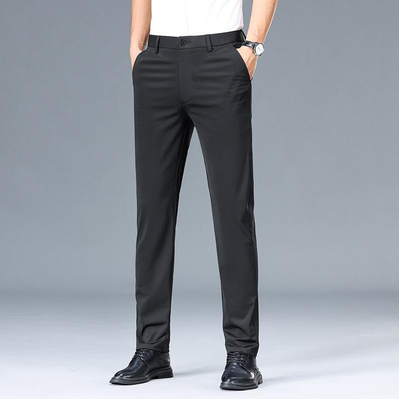 

Мужские брюки, эластичные однотонные черные умные повседневные мужские брюки, офисные быстросохнущие брюки, новые весенне-осенние корейские прямые брюки 40 чёрный