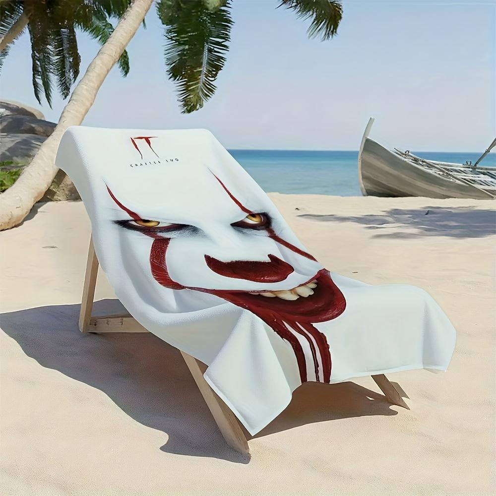 1PC Iconic Horror Travel Towel, Durable Polyester Quick Dry Fabric, Lightweight for Camping & Beach, Unisex, Perfect as Beach Ma