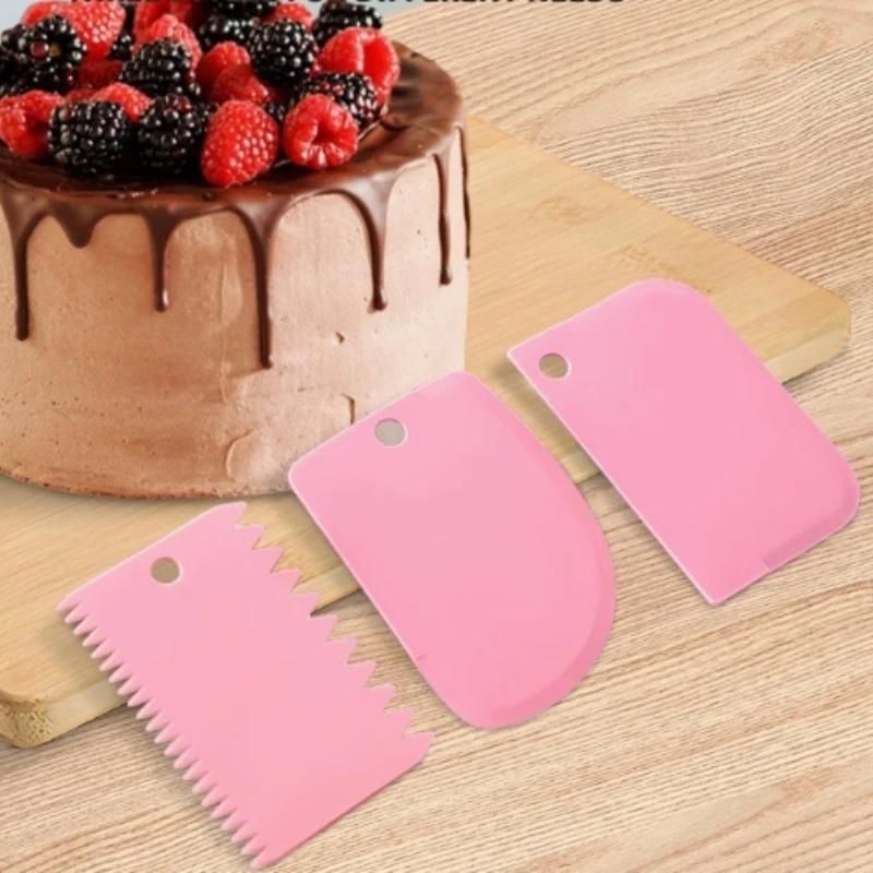 3pcs/set Baking dough cutting scraper Baking cream scraper Thickened cake cream plastic scraper Baking tool