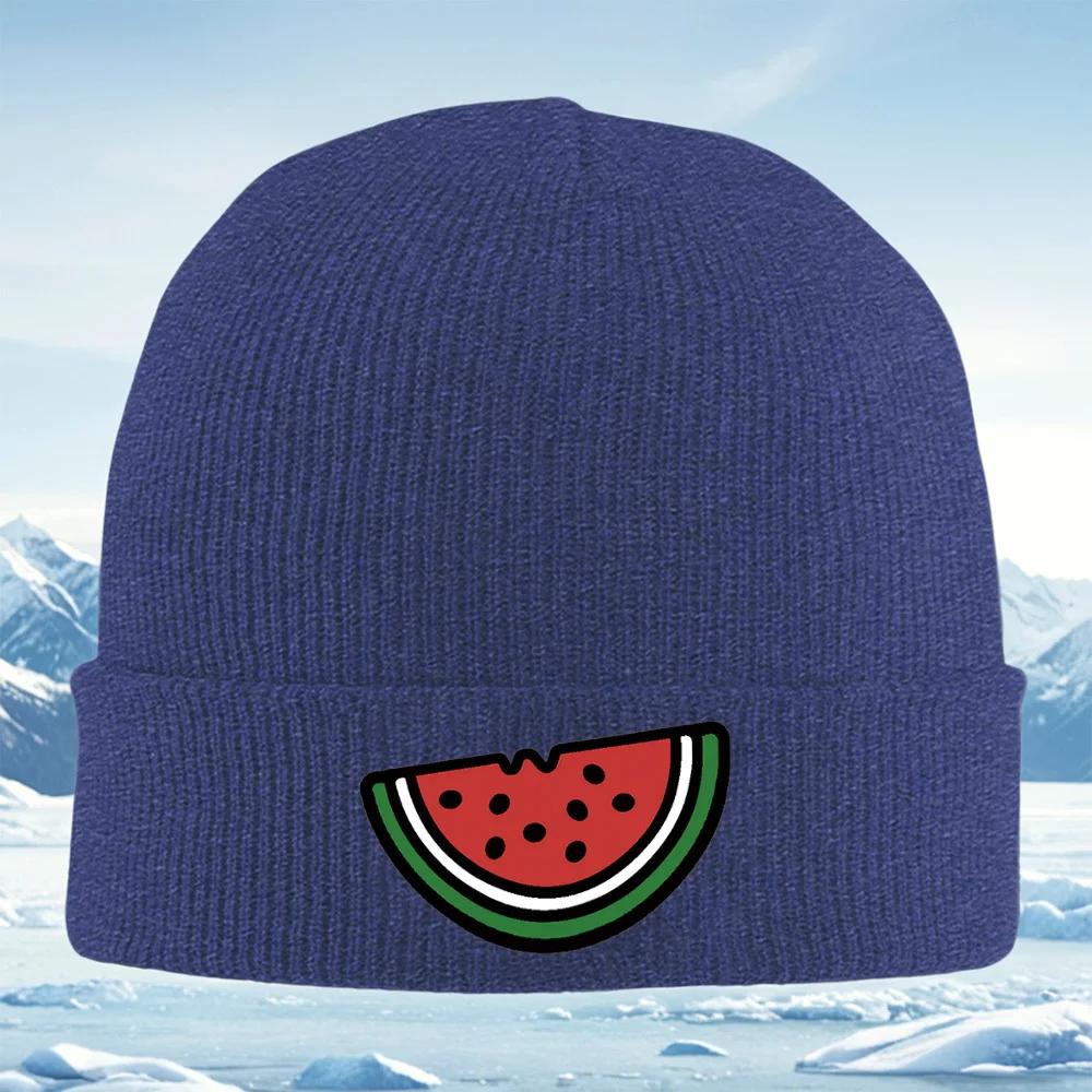 Watermelon Slice Black Seeds Red Yummy Unisex Women Unisex Knitted Hat Beanie Pullover Cap Winter Thermal Warm Christmas Outdoor Cy