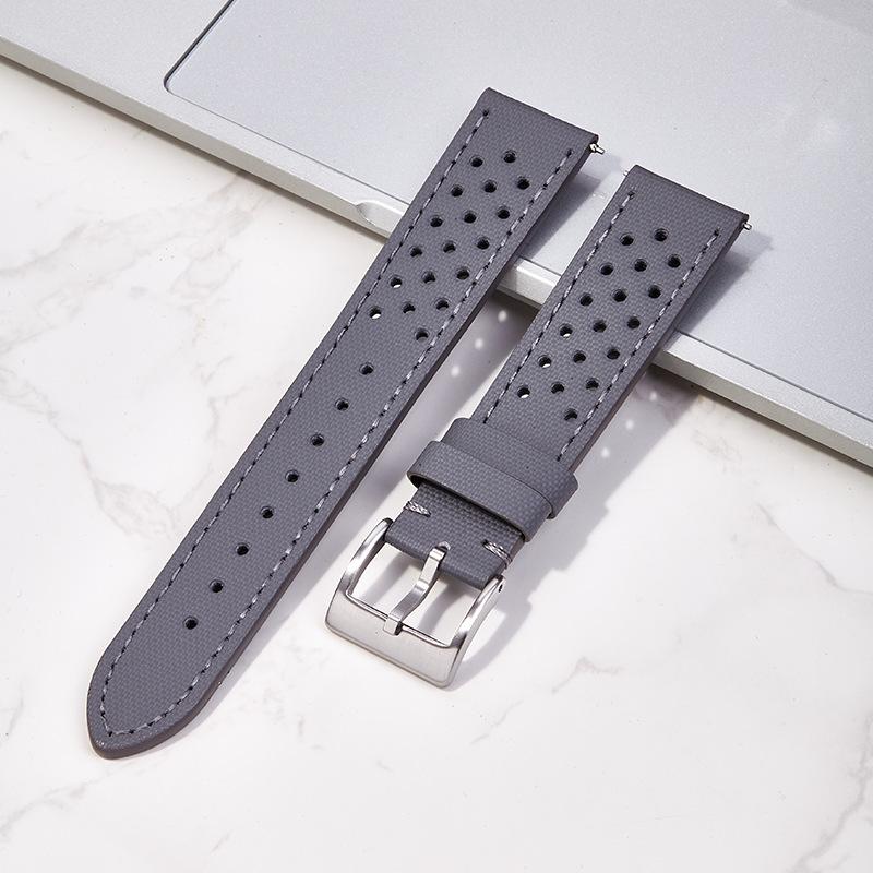 Breathable Cowhide Multi-Hole Watch Strap for Samsung Watch 5/6 (20mm/22mm)