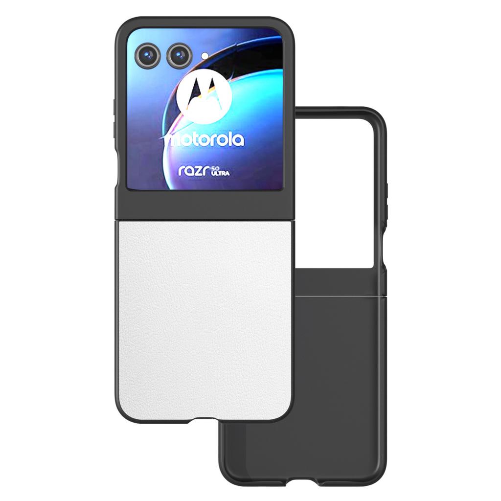 For Motorola Razr 50 5G Case Black Edge PU Leather Coated PC Phone Cover