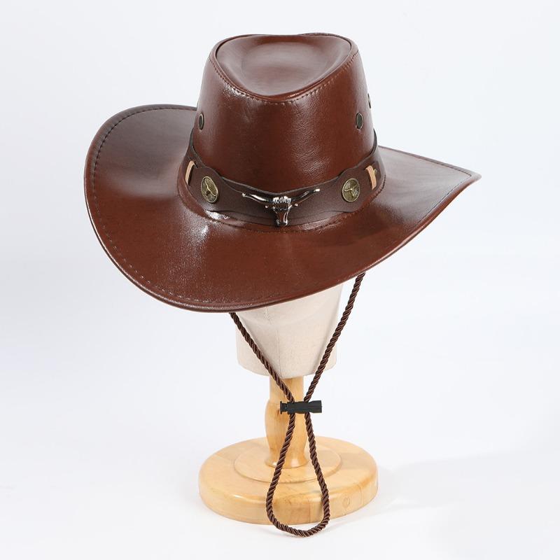 New Western Personality Edge Leather Sun Hat Camping Outdoor Beach Sun Hat