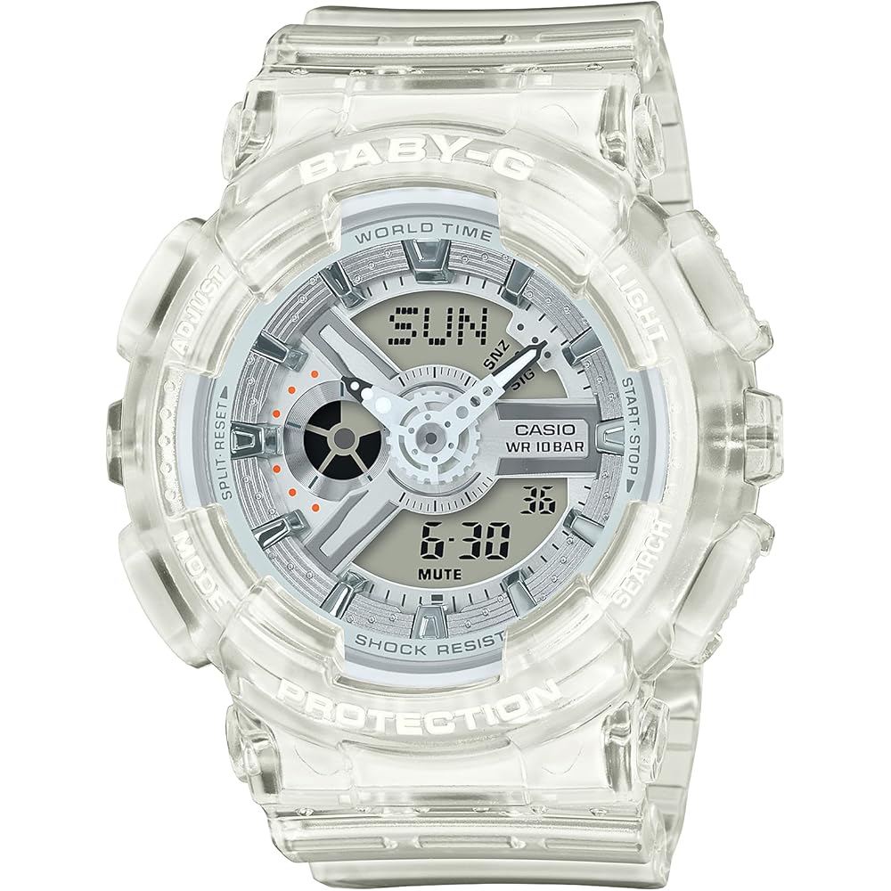 Женские часы Casio Baby-G BA-110XCR-7A Белые Аналогово-Цифровые Зарубежная Модель
