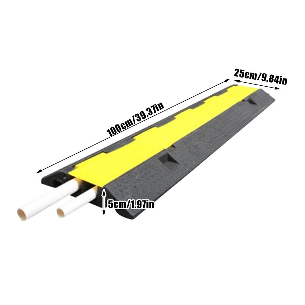 Cable Protector Ramp Wire Cable Cover Cord Guard 2 Channels Rubber PVC Speed Bump Parking Driveway Traffic жёлтый