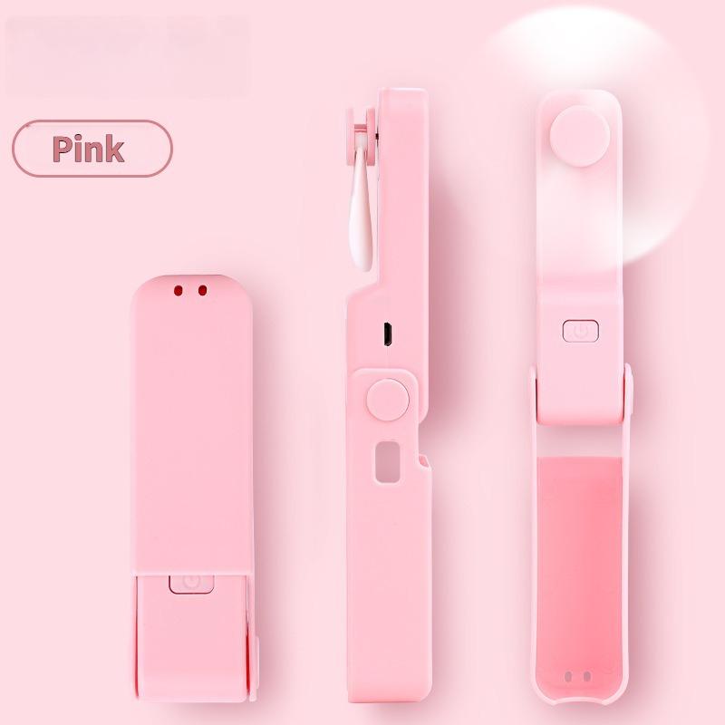 

1pc Mini Portable Fold Fan - Original Design USB Charging Household Air Cooler for Desktop, Home & Travel Use розовый