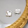 Stainless Steel Stud Earrings for Women - Silver Color Irregular Design Hypoallergenic Simple Style Gift for Sensitive Ears