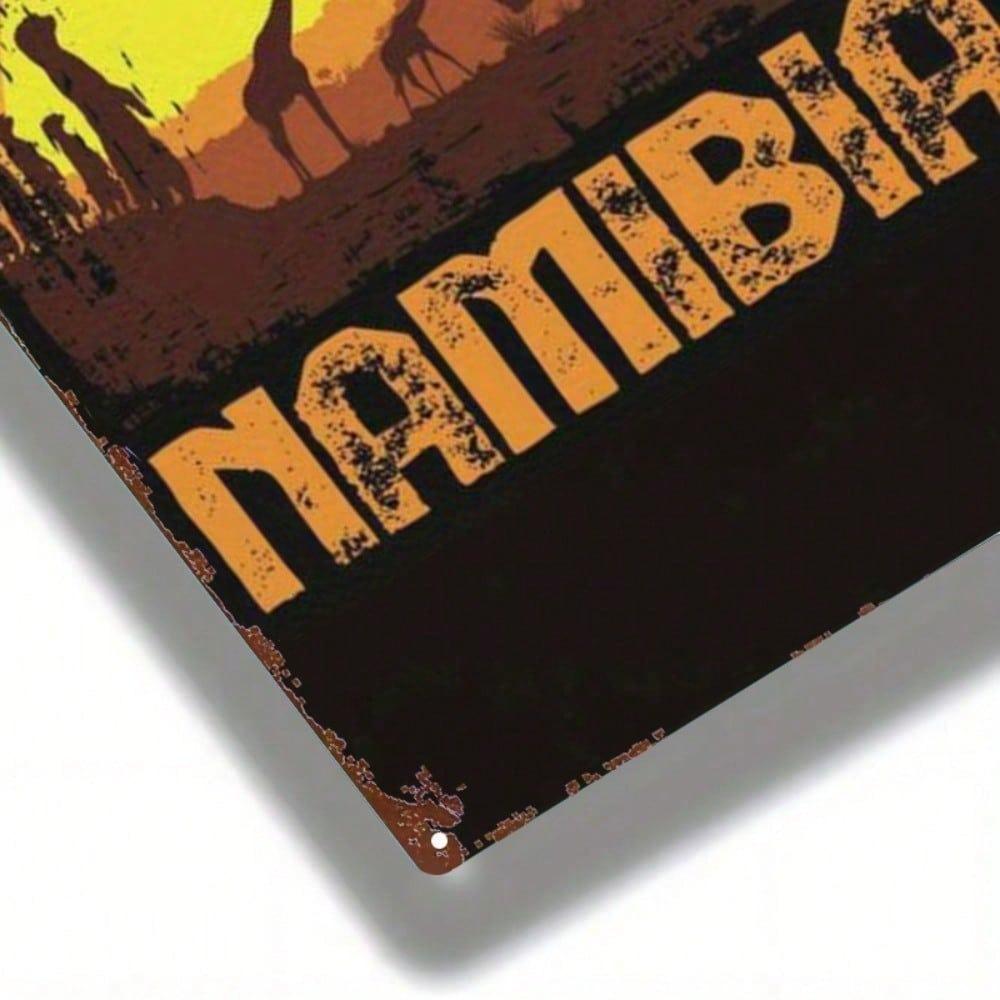 1pc 8x12 Inch Namibian Wildlife Silhouette Metal Sign Vintage Square Iron Plaque Rustic Wall Decor