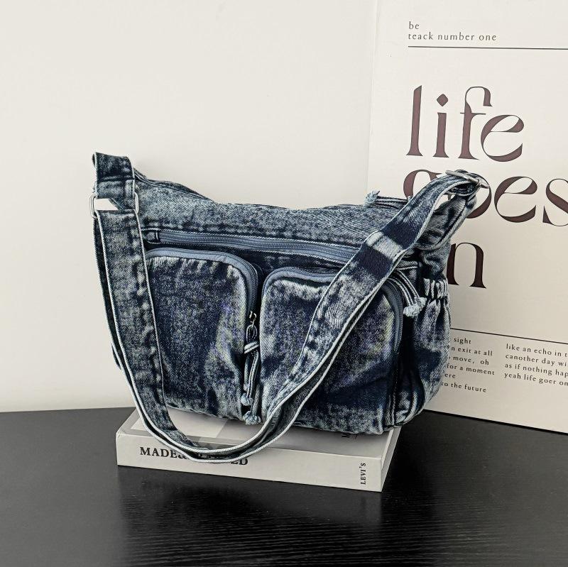 Denim backpack 2025 summer new shoulder messenger bag fashion simple shoulder bag trend women satchel casual