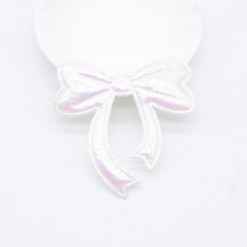 20Pcs 60*60mm Shiny Leather Bow Tie Appliques for Clothes Hat Sewing Supplies Patches DIY Headwear Hair Clips Decor Accessories