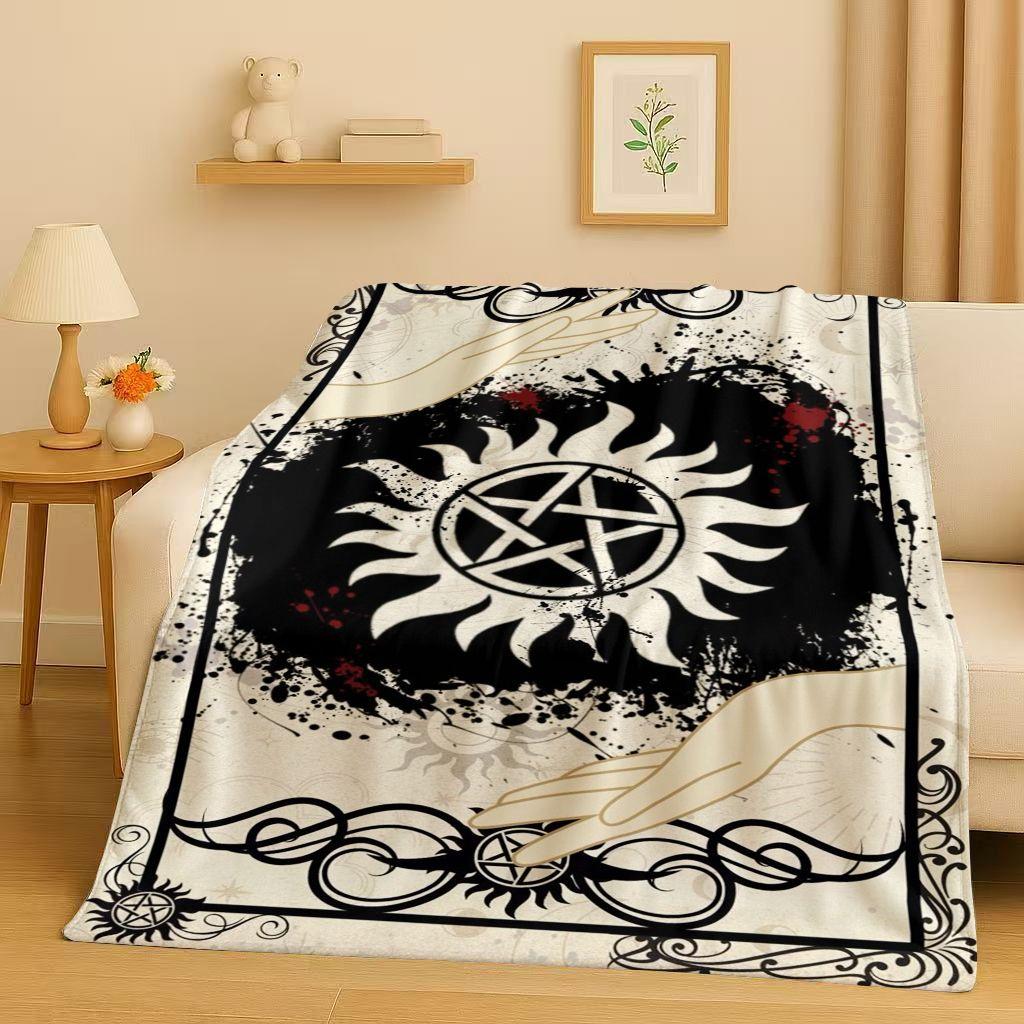 3D Supernatural Sam Dean Winchester TV Flannel Blanket,Ultra Soft Warm Plush Throw for Home Bedroom Bed Sofa Cover Travel Gift