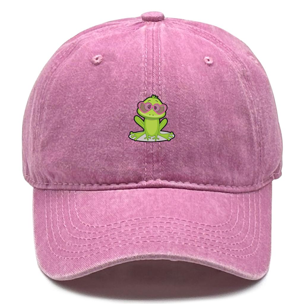 Cartoon Frog Printed Baseball Cap Adjustable Cozy Retro Baseball Hat With Sweatband Slouchy Sun Hat For Camping Tennis Gifts