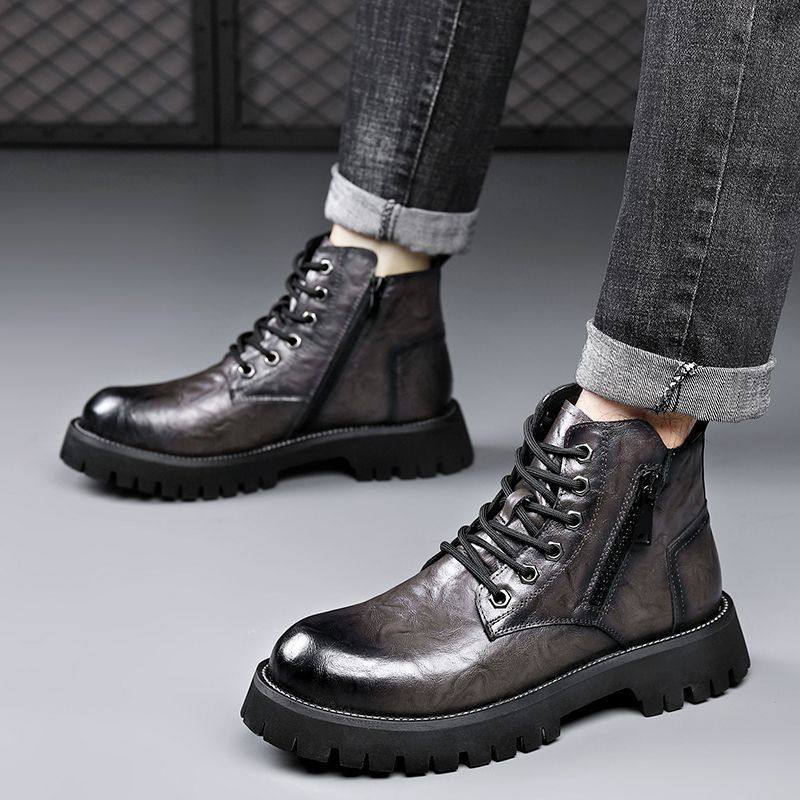 Autumn and winter boots men's British style versatile high top workwear snow Genuine leather boots men's short boots