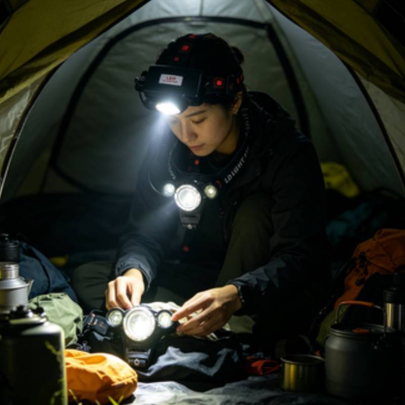 Miner Headlamp Rechargeable Led Headlight For Night Hiking And Camping