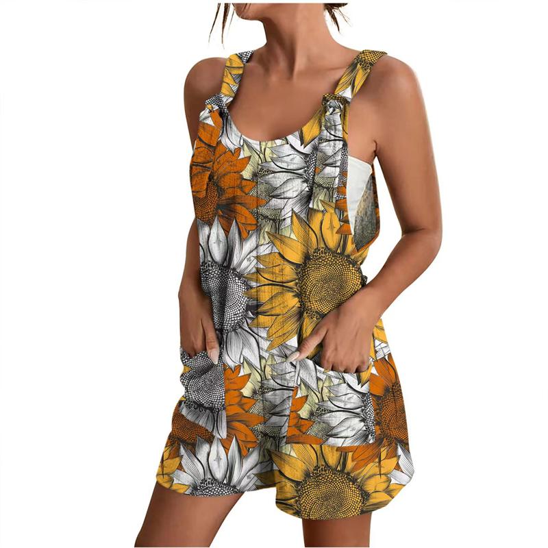 Women Suspender Jumpsuit Women Summer Comfortable Ladies Casual Solid Pockets Loose Suspender Shorts