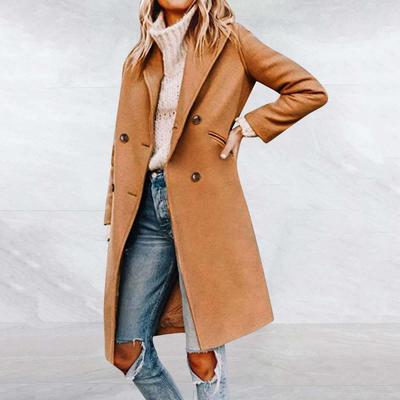 Fashion Trench Coats For Women's Long Trench Coat Slim Classic Solid Color Coats