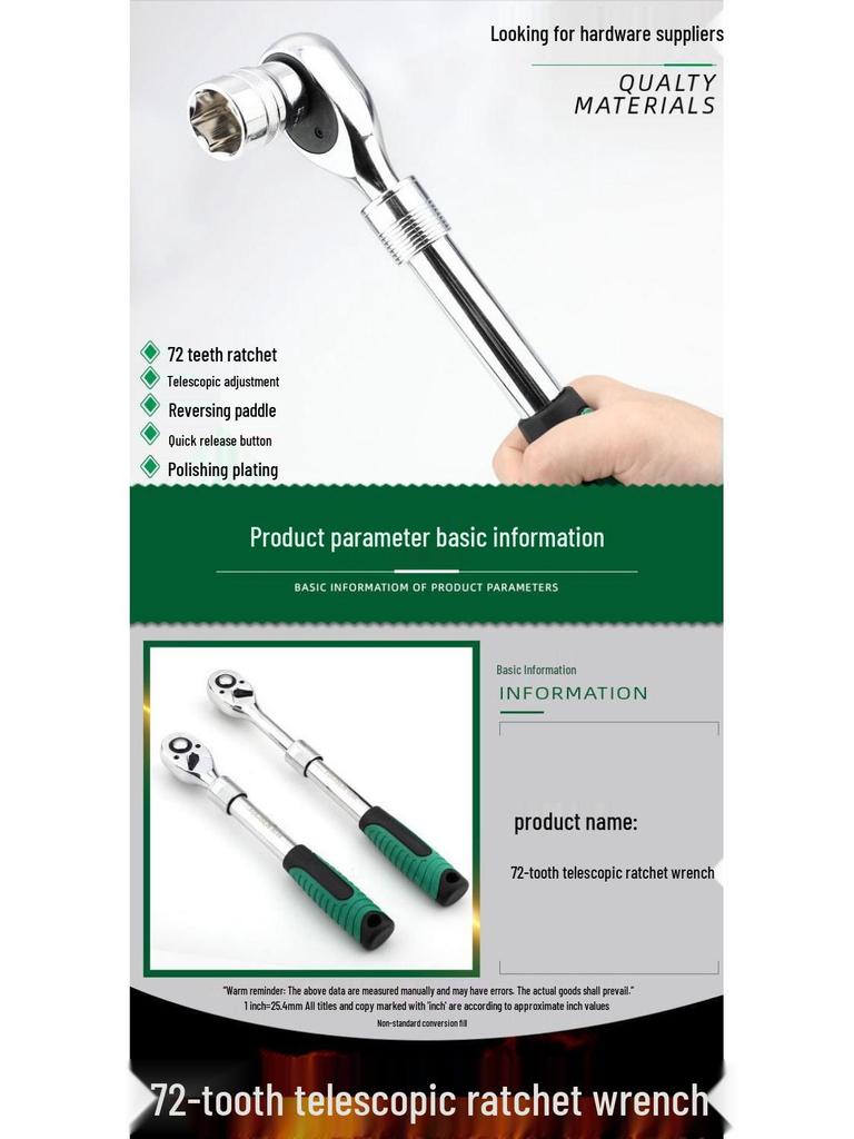 Teleskopische Ratsche Verlängerungsstange - 72 Zähne Schnell Drehmomentschlüssel für Autoreparatur